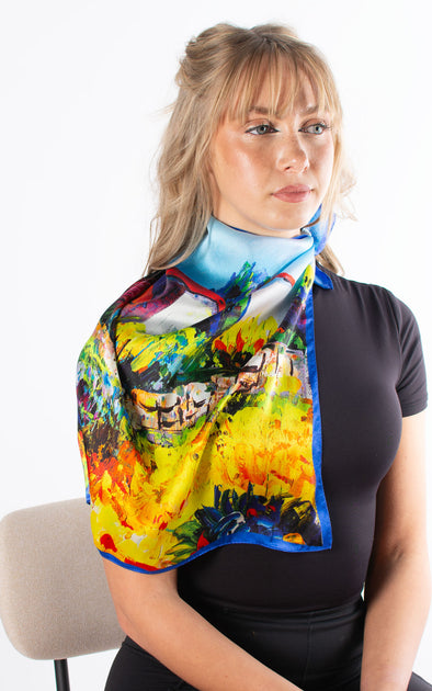 LEEZ Scarlet Striped Square Silk Scarf main image 1