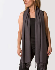 an image showing a dark aubergine coloured pashmina