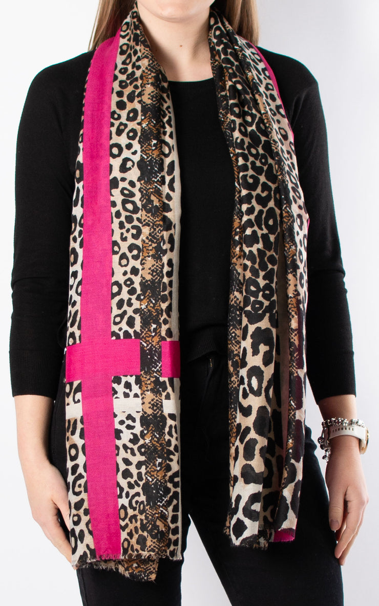 Animal Print Scarf | Pink Border