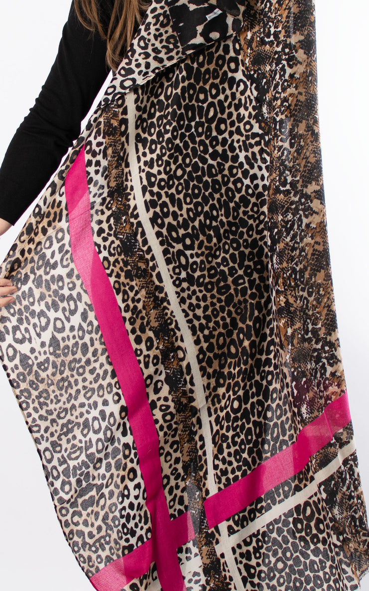 Animal Print Scarf | Pink Border