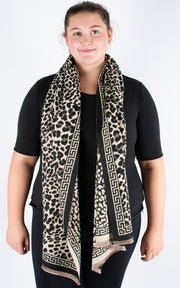 Autumn Winter Scarf | Animal Print | Black & Beige