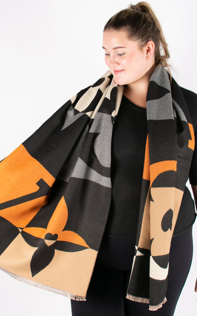 Autumn Winter Scarf | Large Print | Black