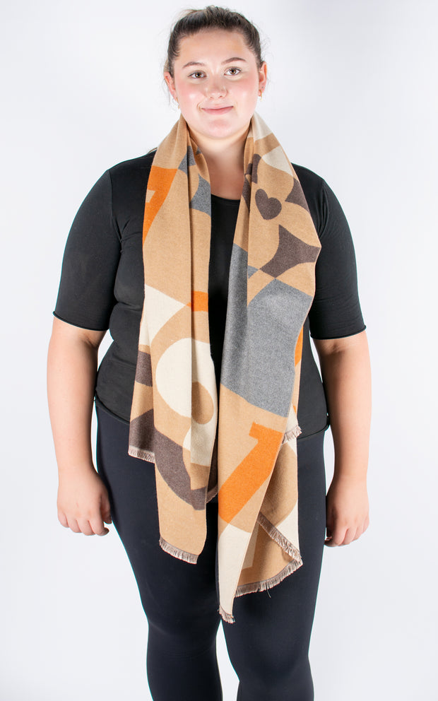 Autumn Winter Scarf | Large Print | Camel