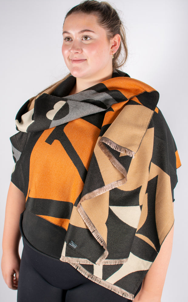 Autumn Winter Scarf | Large Print | Camel