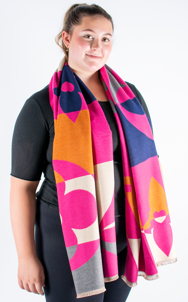 Autumn Winter Scarf | Large Print | Hot Pink