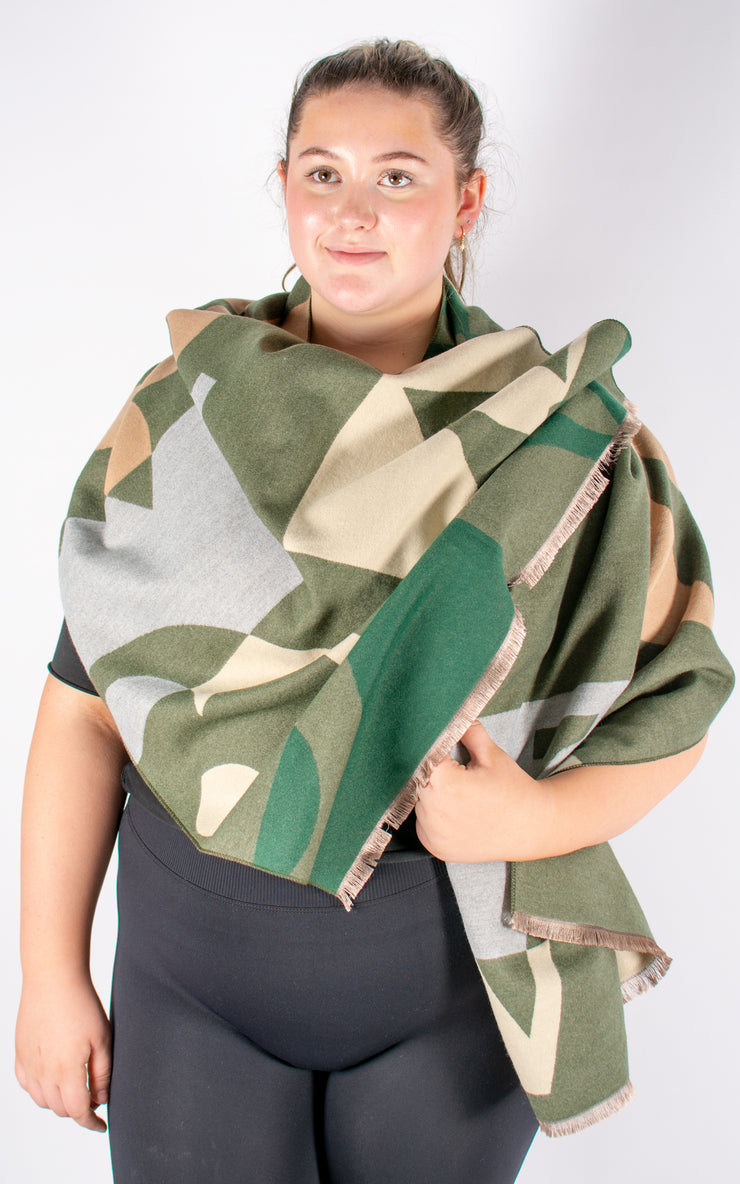 Autumn Winter Scarf | Large Print | Khaki