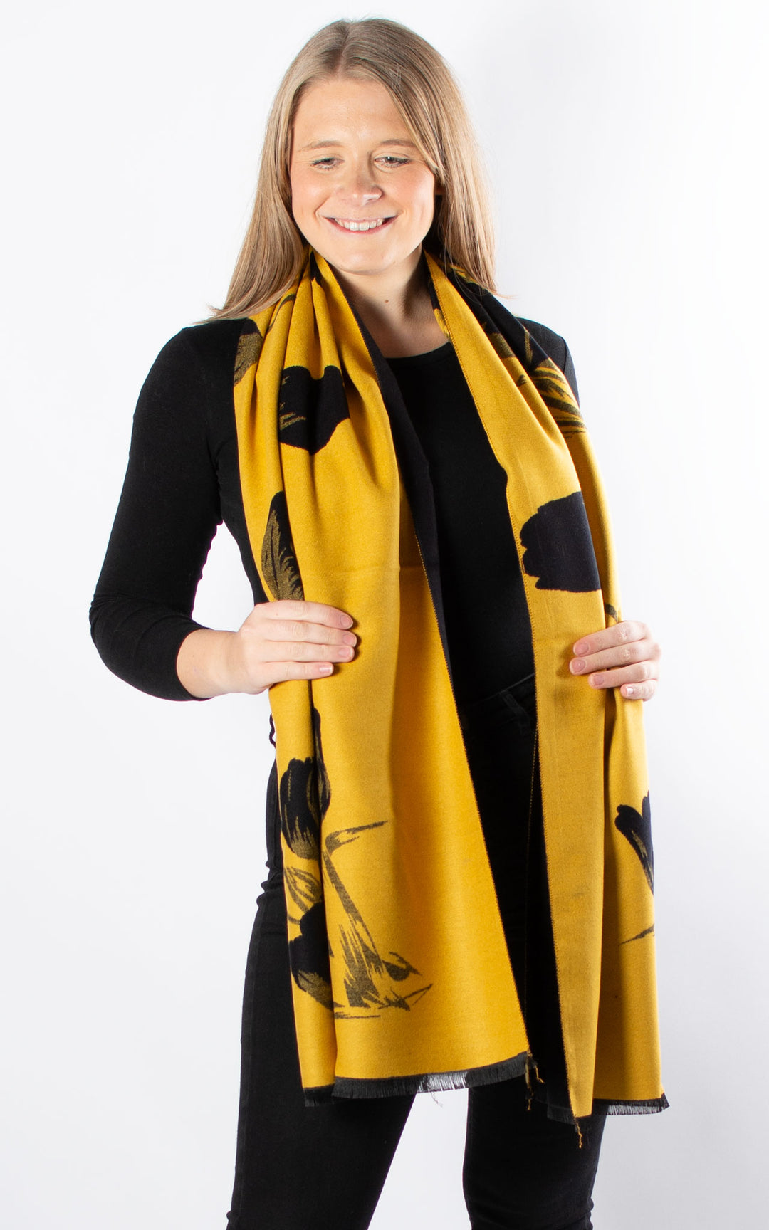 Black and mustard scarf discount