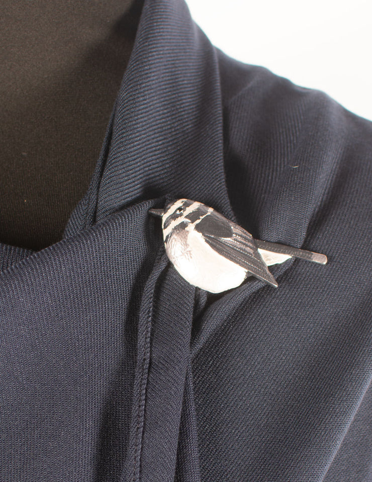 Brooch | Bird | Silver, Grey & White