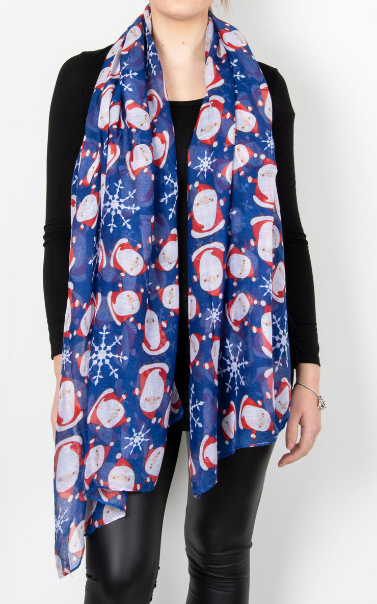 Blue Santa Christmas Scarf