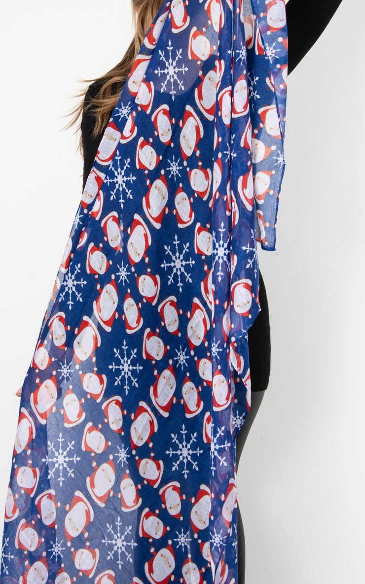 Blue Santa Christmas Scarf