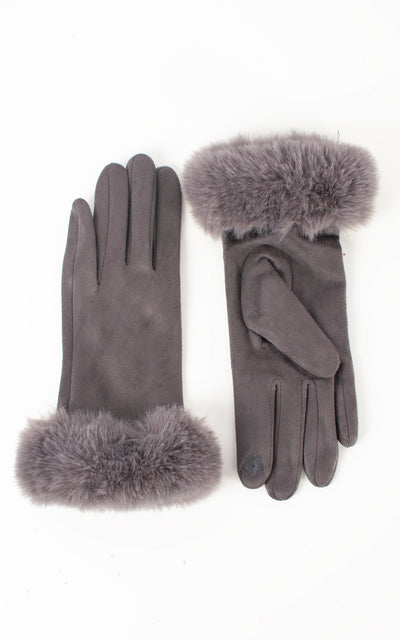 Faux Fur Gloves | Dark Grey