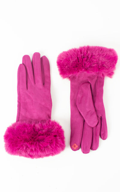 Faux Fur Gloves | Plum