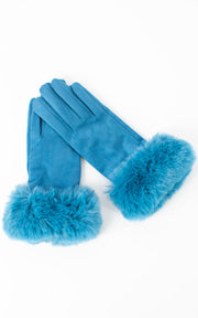 Faux Fur Gloves | Teal