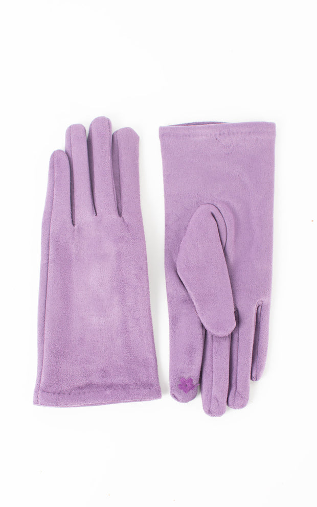 Faux Suede Plain Gloves | Aubergine