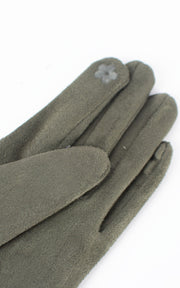 Faux Suede Plain Gloves | Olive