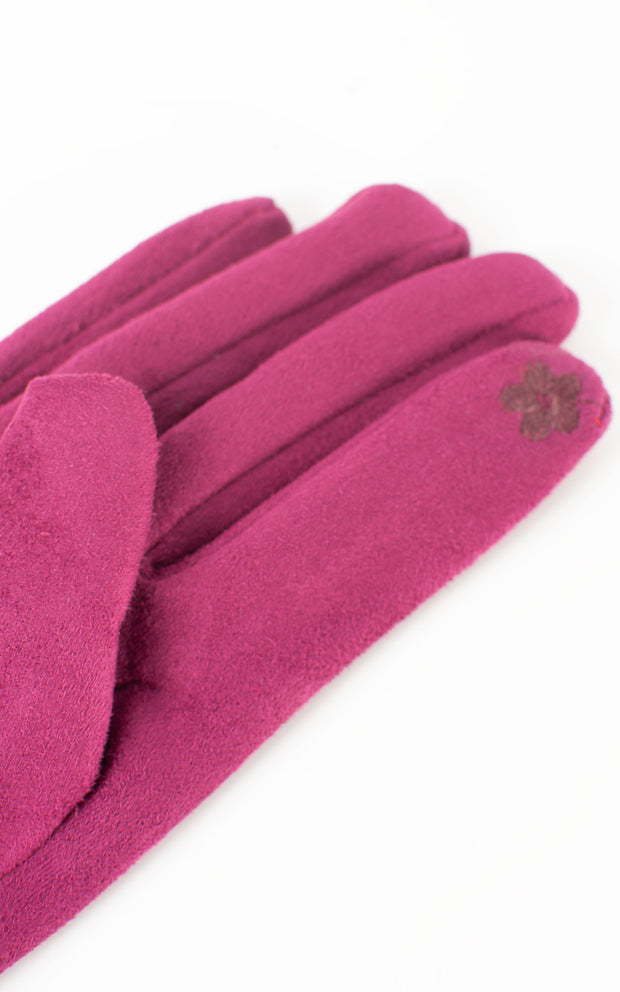 Faux Suede Plain Gloves | Plum