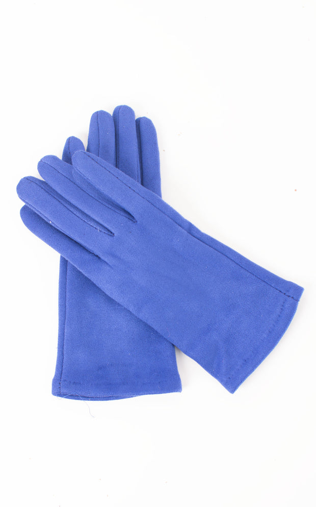 Faux Suede Plain Gloves | Royal Blue