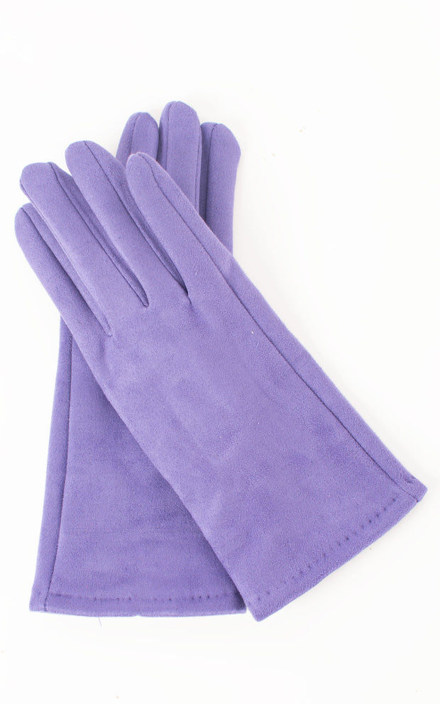 Faux Suede Plain Gloves | Violet