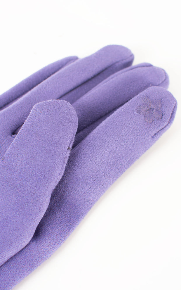 Faux Suede Plain Gloves | Violet
