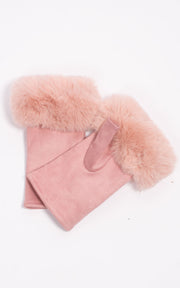 Fingerless Faux Fur Gloves |  Pink