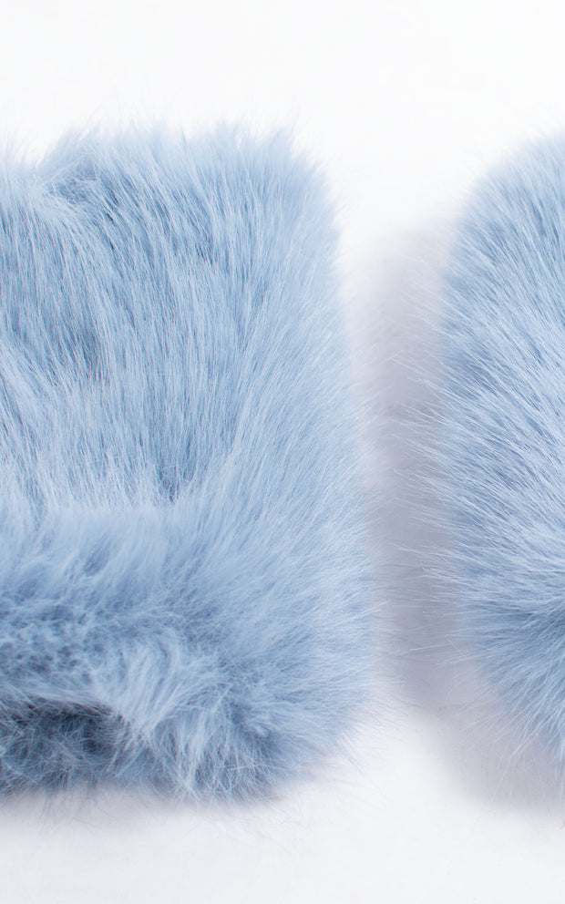 Fingerless Gloves | Faux Fur | Baby Blue