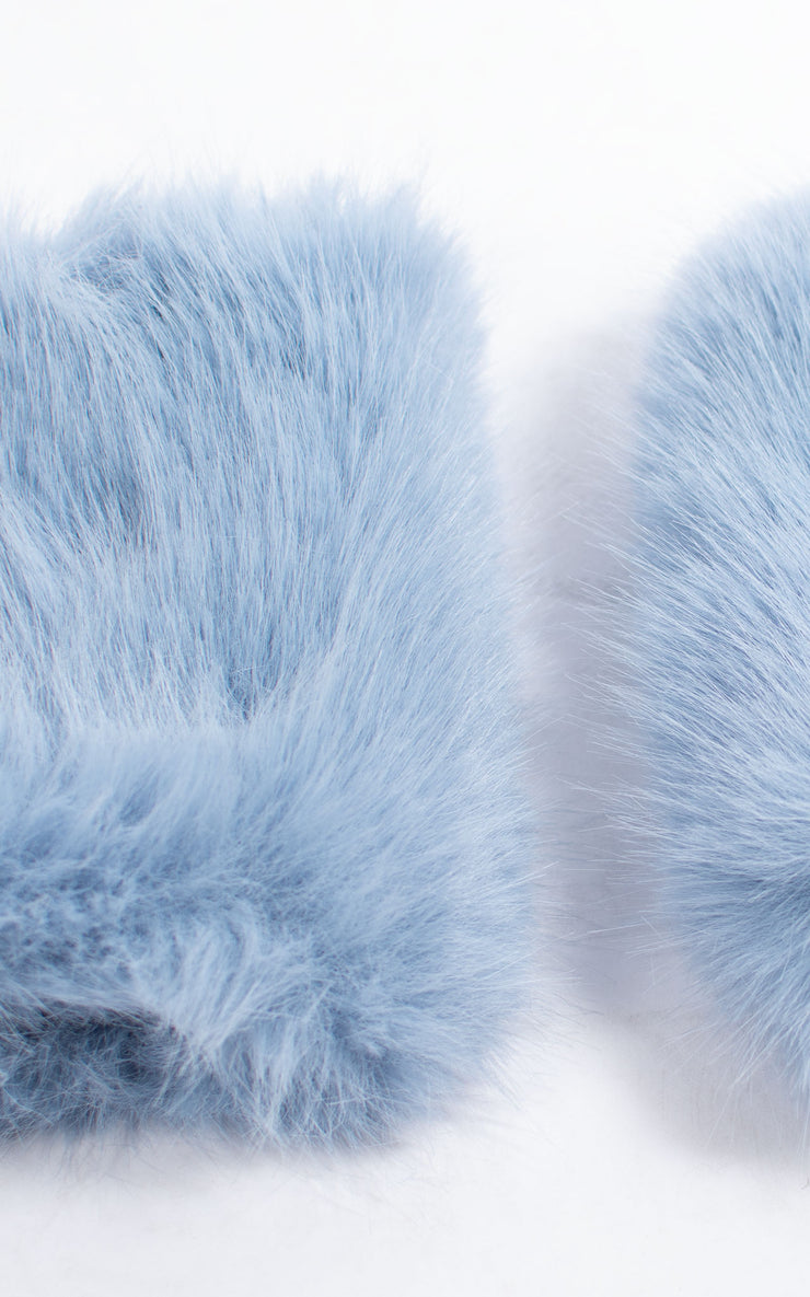 Fingerless Gloves | Faux Fur | Baby Blue