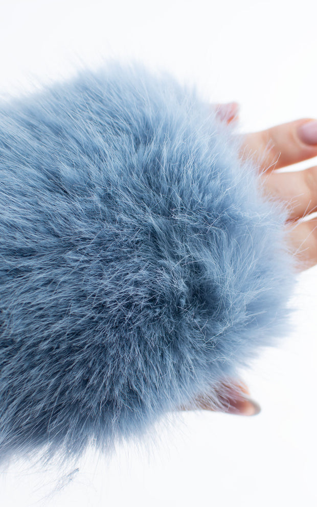 Fingerless Gloves | Faux Fur | Baby Blue