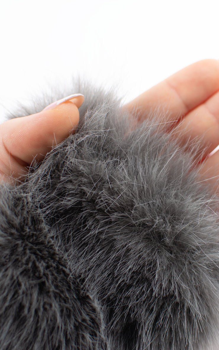 Fingerless Gloves | Faux Fur | Dark Grey