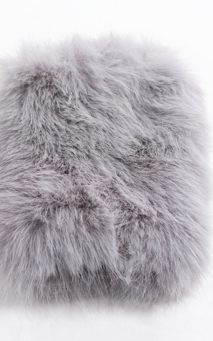 Fingerless Gloves | Faux Fur | Light Grey