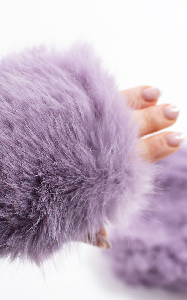 Fingerless Gloves | Faux Fur | Purple