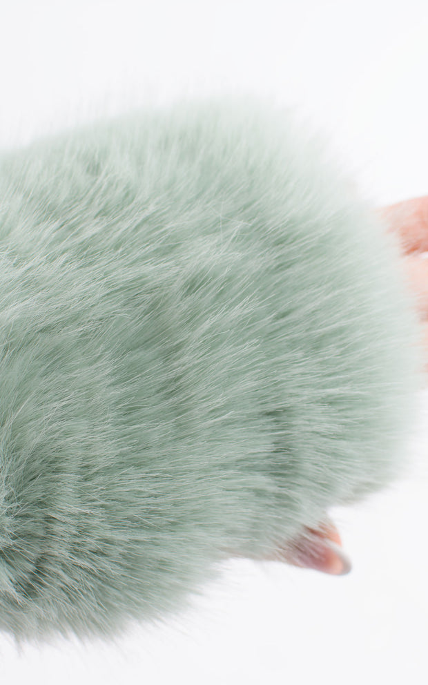 Fingerless Gloves | Faux Fur | Sage
