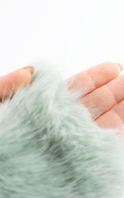 Fingerless Gloves | Faux Fur | Sage