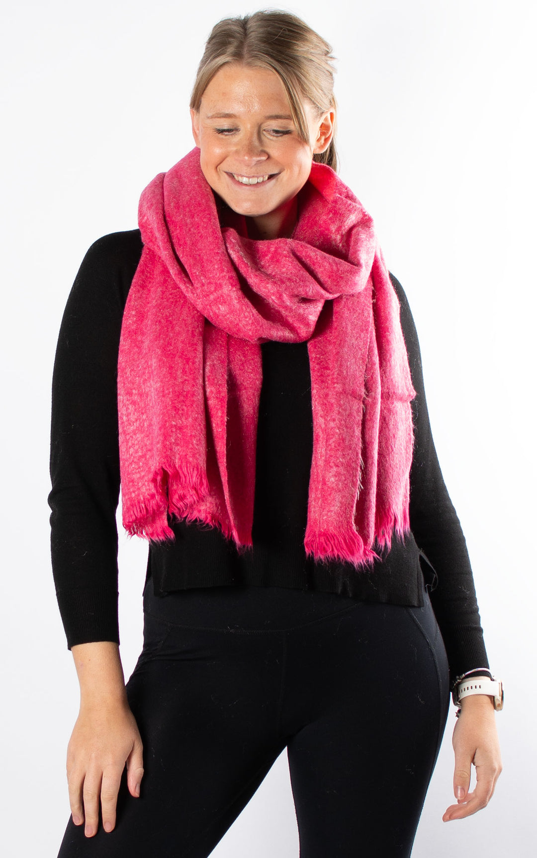 Frayed Edge Scarf | Hot Pink – Scarf Room : Scarves And Pashminas