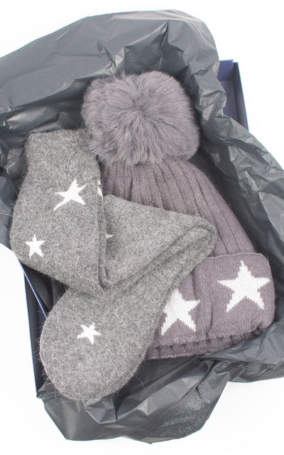 Gift Sets | Hat and Socks | Stars | Dark Grey