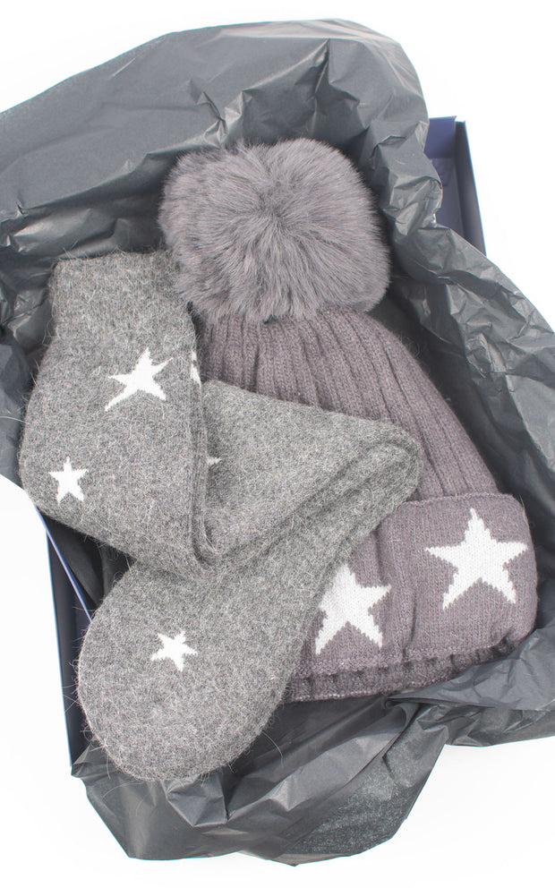Gift Sets | Hat and Socks | Stars | Dark Grey
