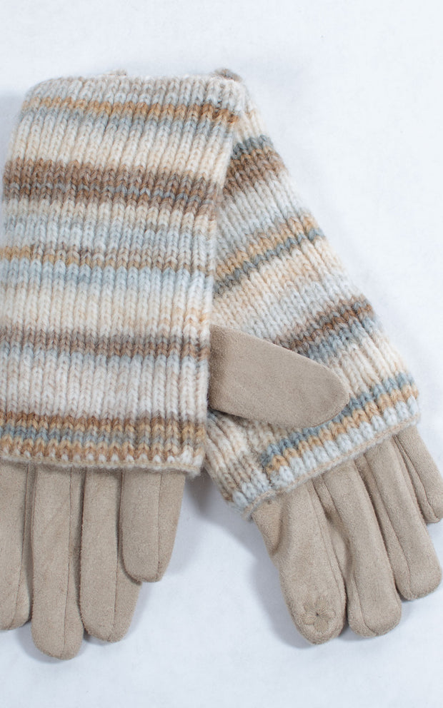 Gloves | 3-in-1 | Stripes | Beige