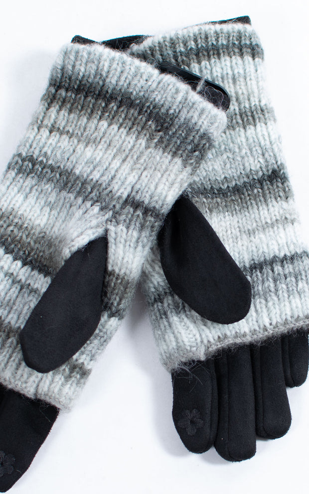 Gloves | 3-in-1 | Stripes | Black