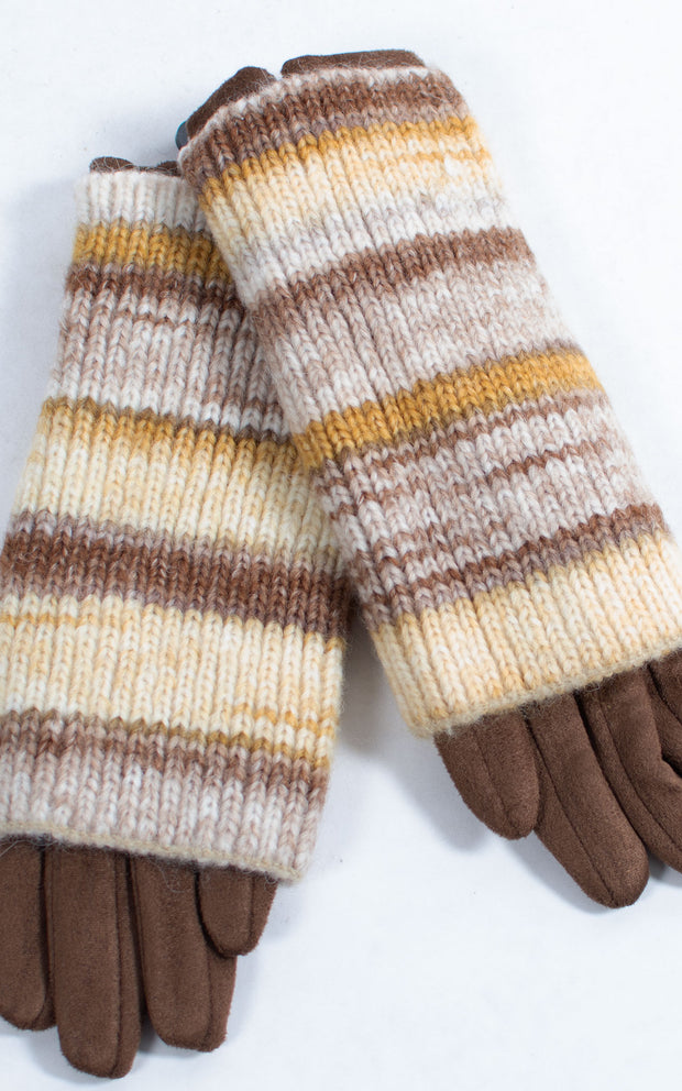 Gloves | 3-in-1 | Stripes | Brown