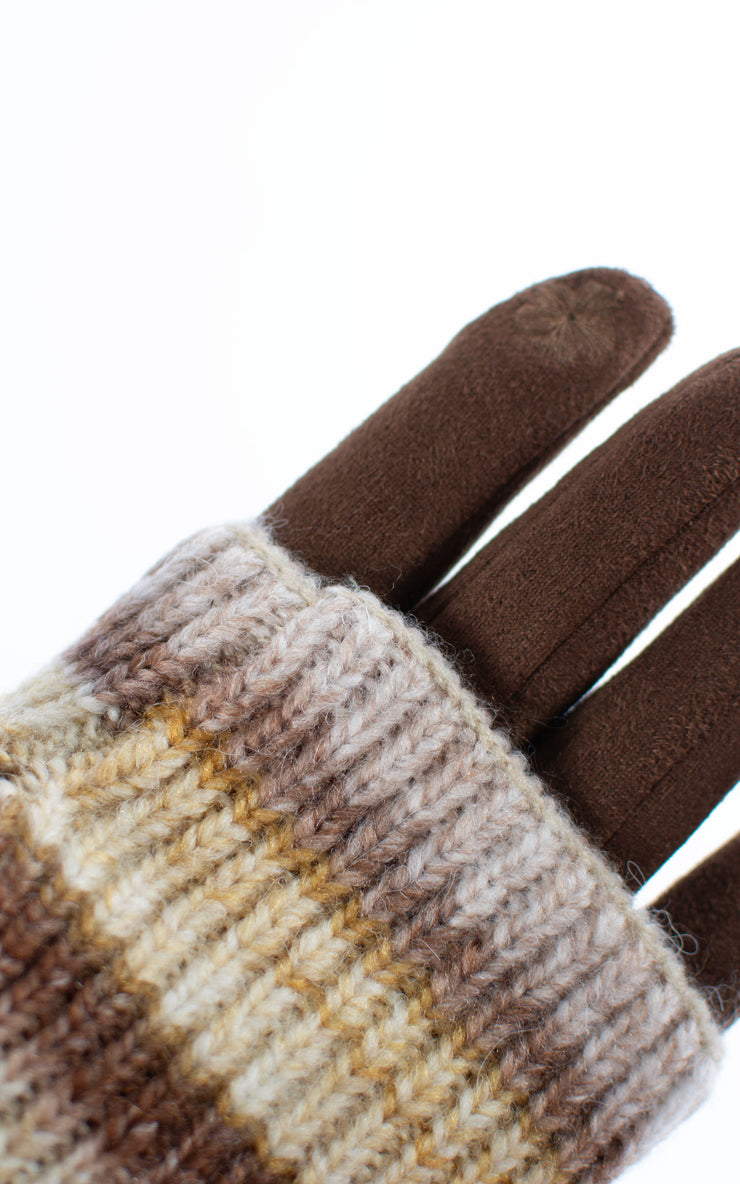 Gloves | 3-in-1 | Stripes | Brown
