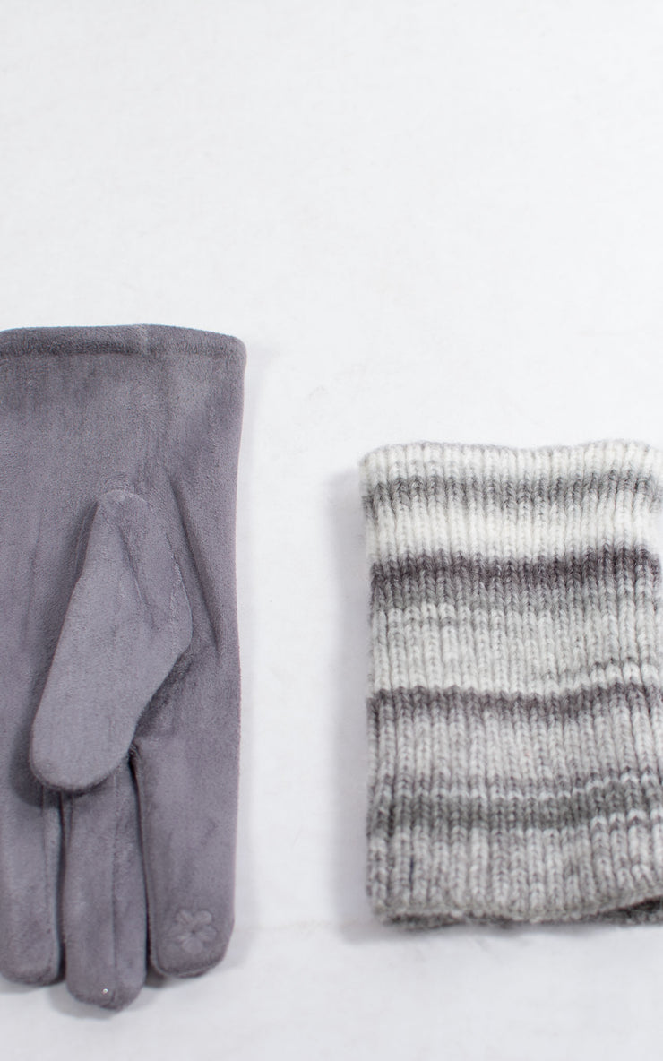 Gloves | 3-in-1 | Stripes | Grey