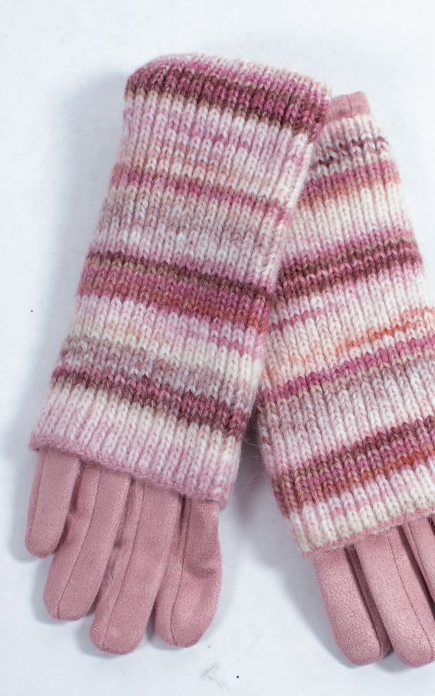Gloves | 3-in-1 | Stripes | Pink
