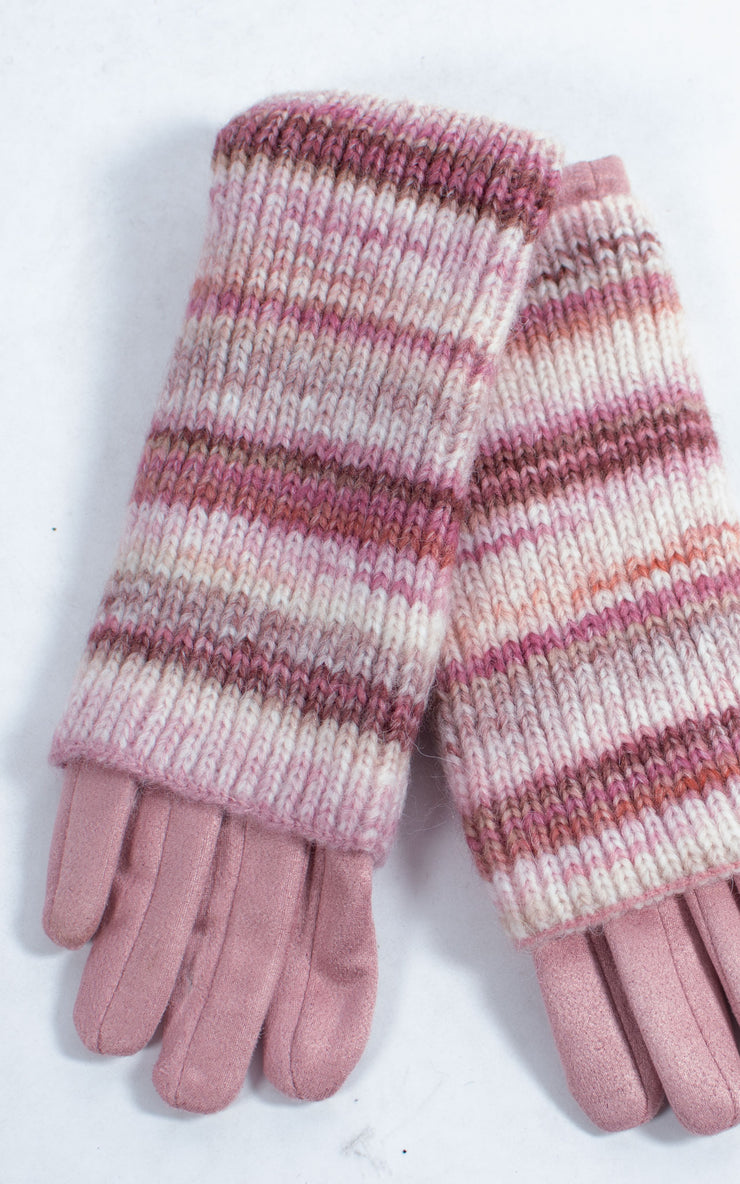 Gloves | 3-in-1 | Stripes | Pink