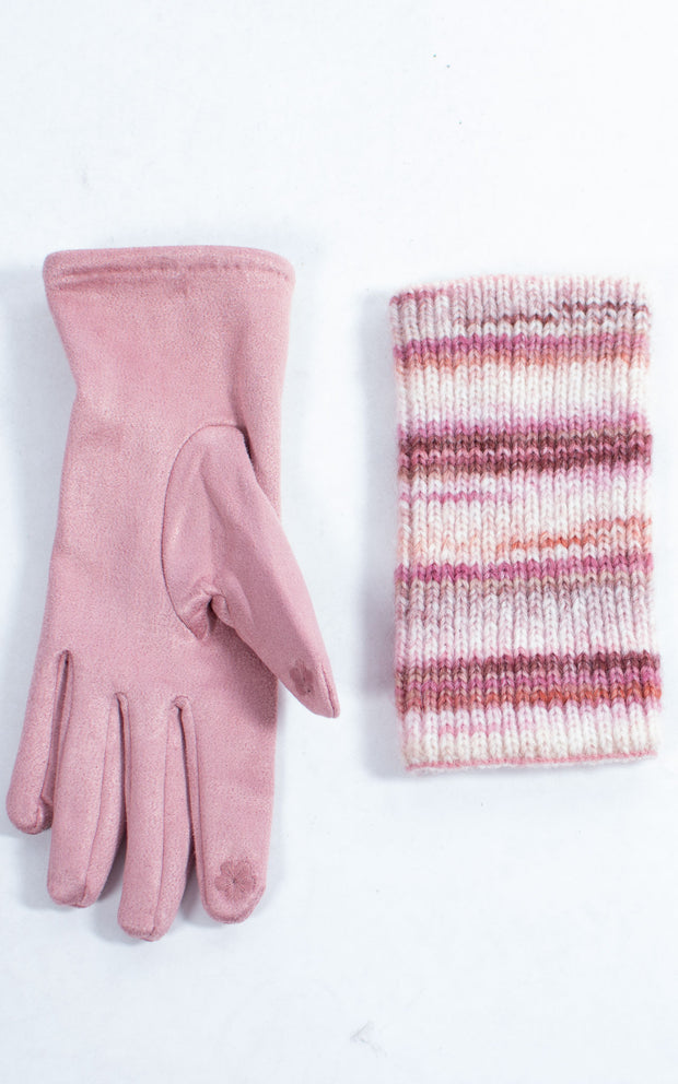 Gloves | 3-in-1 | Stripes | Pink
