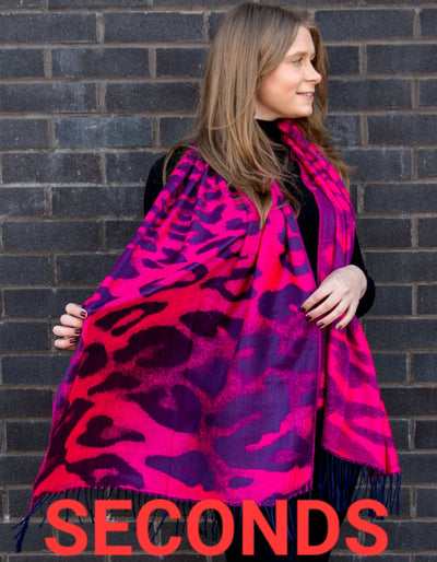 Hot Pink And Navy Animal Print Pashmina- SECONDS