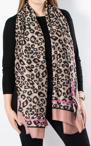 Leopard Scarf | Pink Border