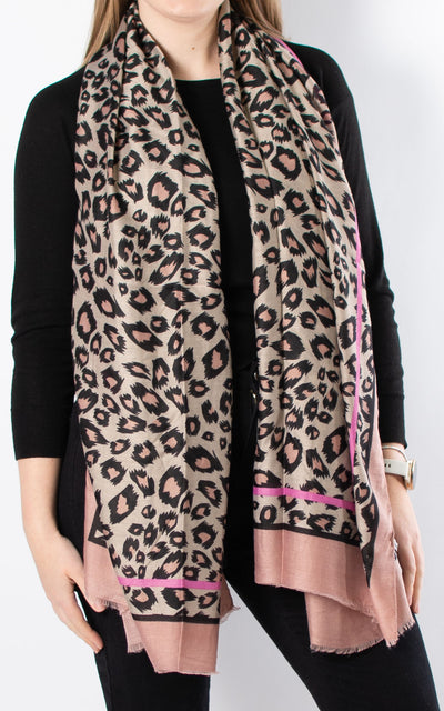 Leopard Scarf | Pink Border