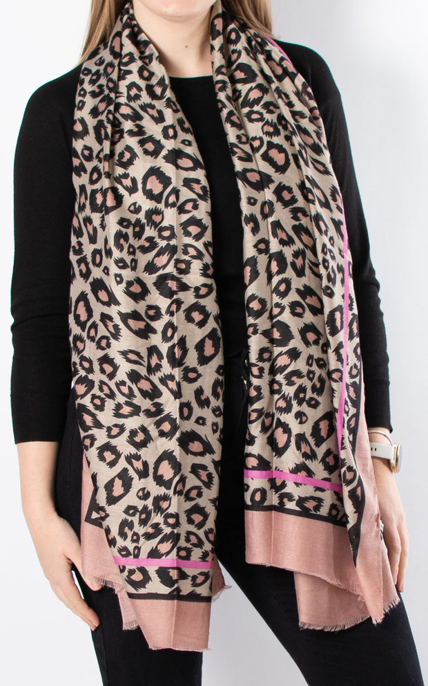 Leopard Scarf | Pink Border