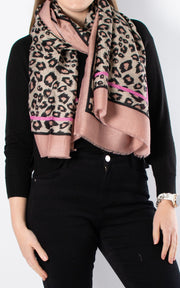 Leopard Scarf | Pink Border
