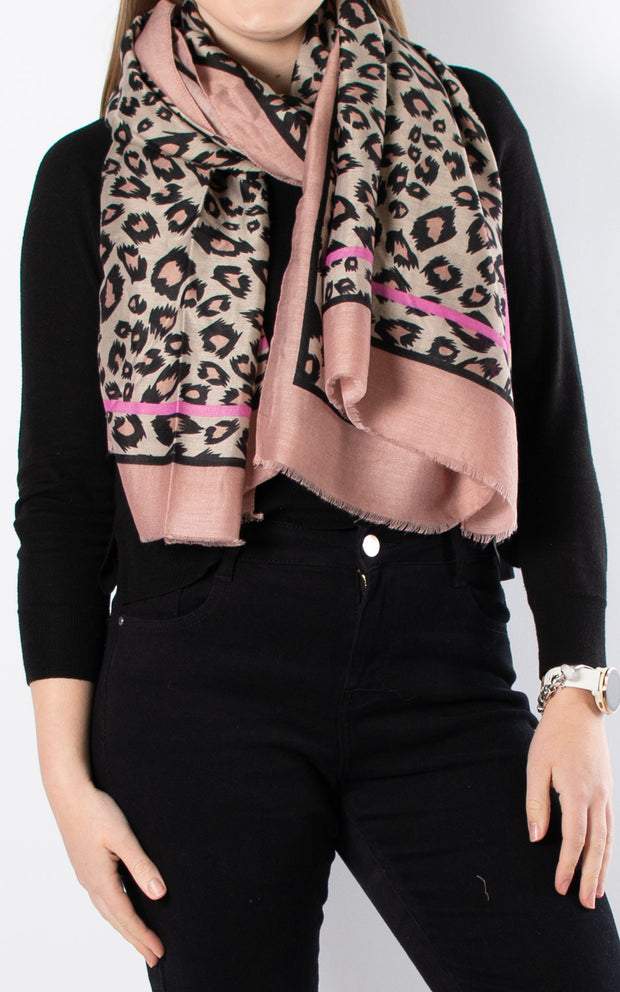 Leopard Scarf | Pink Border