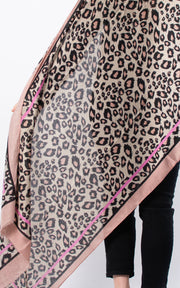 Leopard Scarf | Pink Border